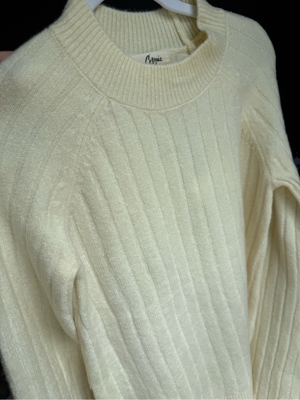NWT Cosmic Blue Love for Stitch Fix Cream Ribbed Crewneck Sweater - Picture 3 of 7